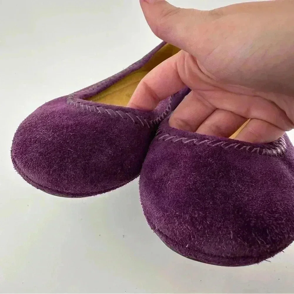 Bussola womens Inca flats size 37 purple suede ballet